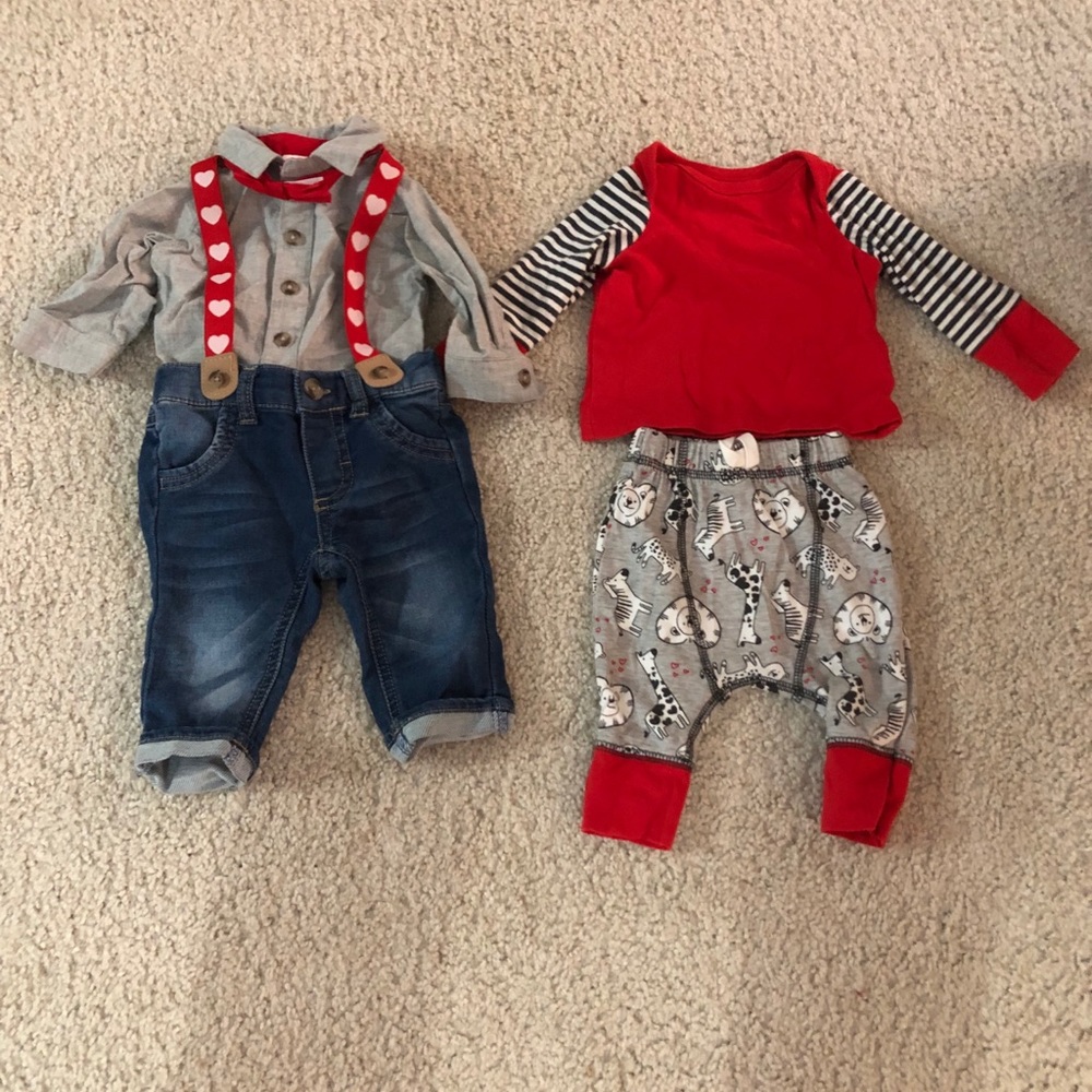 Cat and Jack Newborn Boys Valentines outfits (jeans outfit only)